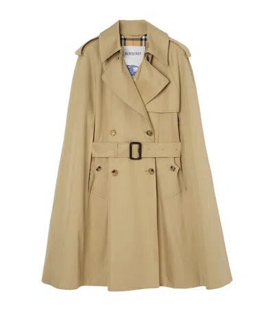 Burberry Gabardine Belmont Cape Trench Coat In Animal Print