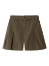 Burberry Cotton Gabardine Belted Shorts In Brown
