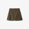 Burberry Cotton Gabardine Belted Shorts In Brown