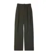 Burberry Gabardine Belted Trousers In Green