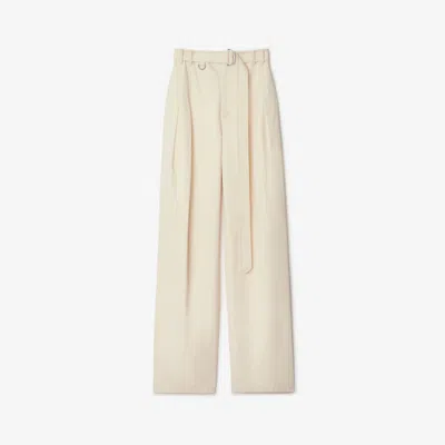Burberry Gabardine Belted Trousers In Lunar