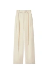 Burberry Gabardine Belted Trousers In Lunar