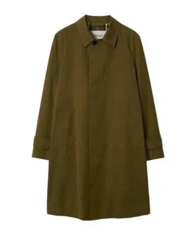 Burberry Gabardine Car Coat In Green