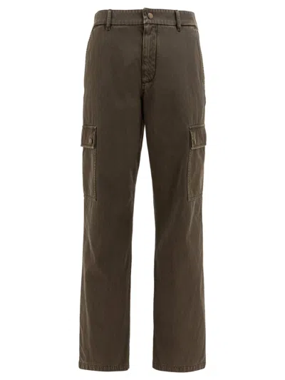 Burberry Gabardine Cargo Trousers In Brown