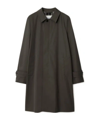 Burberry Gabardine Check-lined Coat In Black
