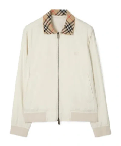 Burberry Gabardine Glenfields Harrington Jacket In Neutral