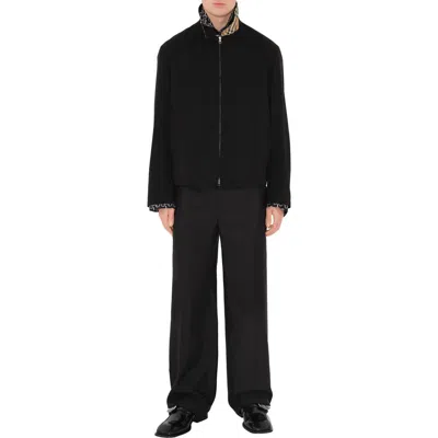 Burberry Gabardine Harrington Jacket In Black