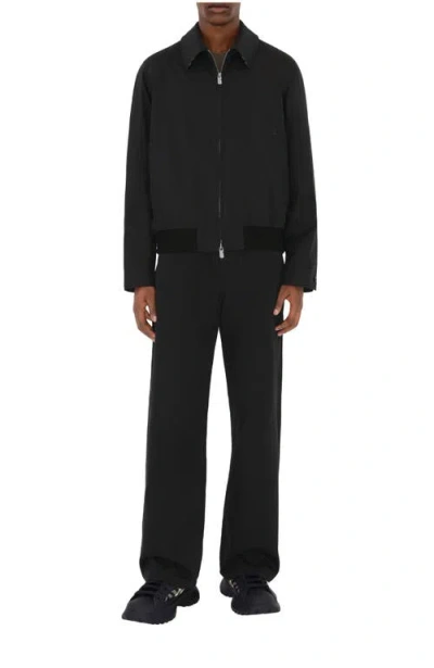 Burberry Gabardine Harrington Jacket In Black