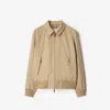 Burberry Gabardine Harrington Jacket In Brown