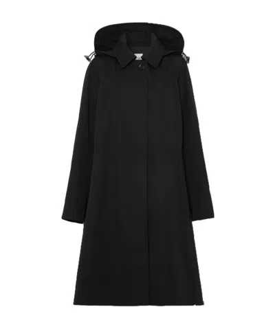 Burberry Cotton Gabardine Hooded Car Coat In Black