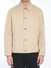 Burberry Gabardine Jacket With Collared Neck And Side Pockets In Beige