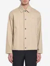Burberry Gabardine Jacket With Collared Neck And Side Pockets In Beige
