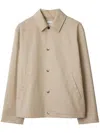 Burberry Gabardine Jacket With Collared Neck And Side Pockets In Neutrals