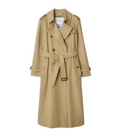 BURBERRY GABARDINE LONG WATERLOO TRENCH COAT