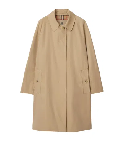 Burberry Gabardine Mid-length Camden Heritage Car Coat In Sand