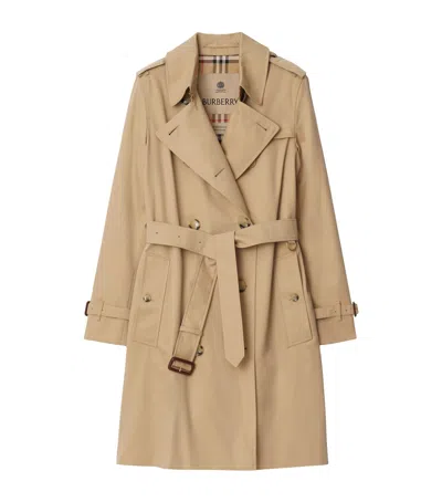 Burberry Gabardine Mid-length Kensington Heritage Trench Coat In Brown