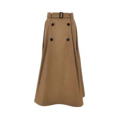 Burberry Gabardine Midi Trench Coat In Brown