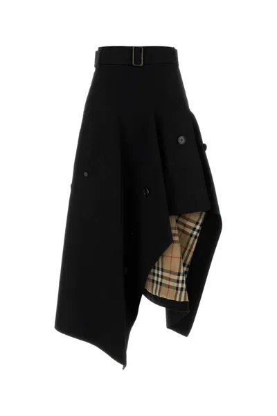 Burberry Gabardine Mini Skirt For Women In Black
