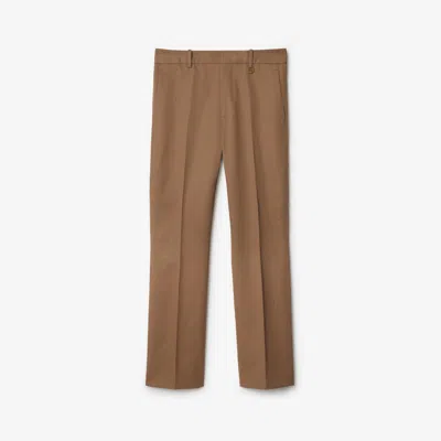 Burberry Gabardine Tailored Trousers In Warm Cocoa