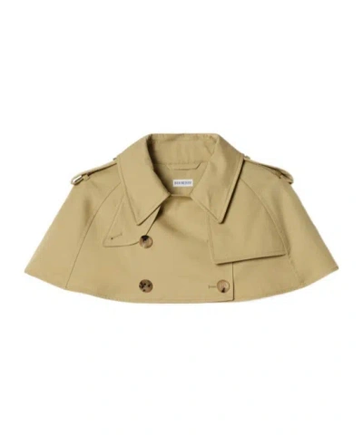 Burberry Gabardine Trench Capelet In Green