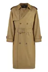 Burberry Gabardine Long Trench Coat In Beige
