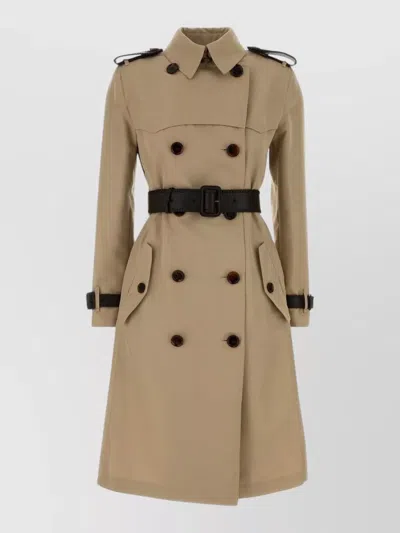 Burberry Gabardine Trench Coat Epaulettes Storm Flap In Neutral