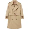 Burberry Pleat Detail Hooded Trench Coat In Honey