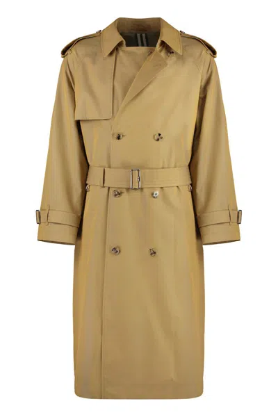 Burberry Gabardine Trench Coat In Neutral