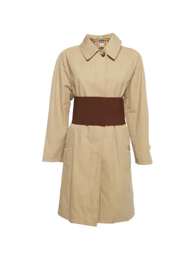 Pre-owned Burberry Gabardine Trench Coat In Neutral