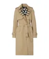 Burberry Long Check Collar Gabard In Brown