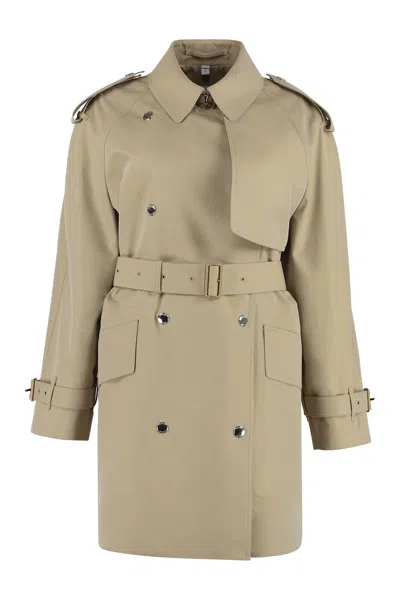 Burberry Gabardine Trench Coat In Brown