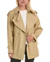 Burberry Gabardine Trench Jacket In Brown