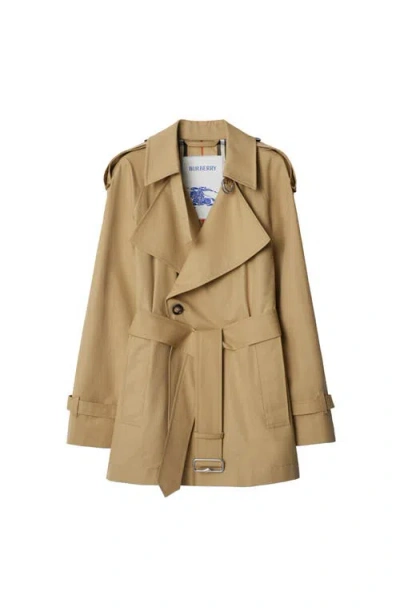 Burberry Gabardine Belted Trench Jacket In Brown