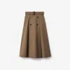 Burberry Beige Skirt With Adjustable Belt And Button Closure In Cotton Woman In Brown