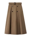 Burberry Beige Skirt With Adjustable Belt And Button Closure In Cotton Woman In Brown