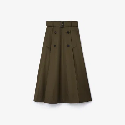 Burberry Gabardine Trench Midi Skirt In Green