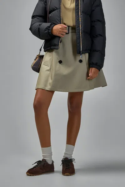 Burberry Gabardine Trench Mini Skirt In Sand