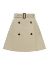 Burberry Belted Double-breasted Skirt In Nude