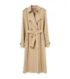Burberry Gabardine Waterloo Long Trench Coat In Yellow