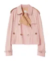 Burberry Gabardine-weave Cropped Trench Coat In Pink