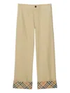 Burberry Classic Straight-leg Pants With Distinctive Check Cuffs In Green