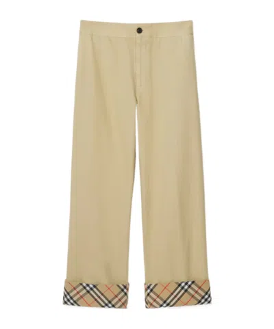 Burberry Gabardine-weave Trousers In Green