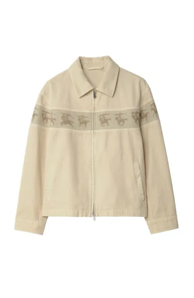 Burberry Galloping Knight Cotton Canvas Jacket In Neutral