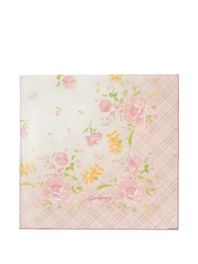 Burberry Garden Party Silk Scarf In White