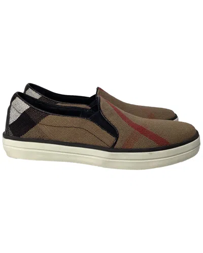 Burberry Gauden Check Slip-on Canvas Sneaker In Brown