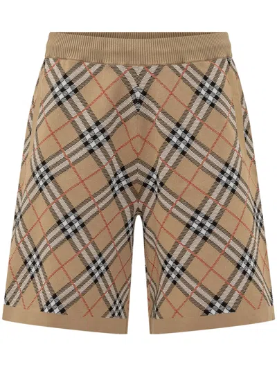Burberry Gawain Check Mini Shorts In Brown
