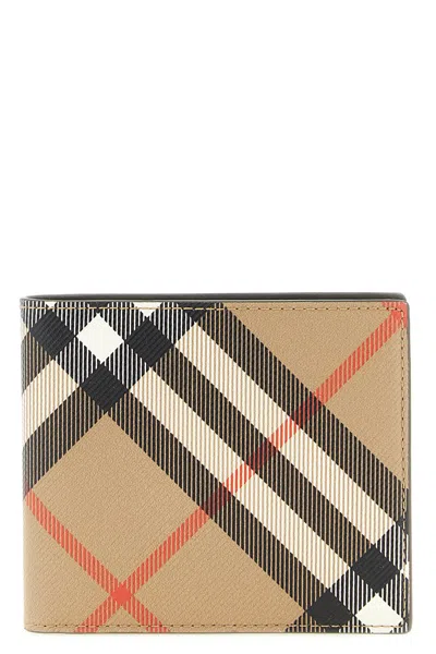 Burberry Check Wallet In Sand