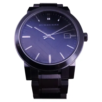 Pre-owned Burberry Gents Silver Tone Steel Black Face