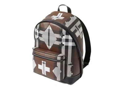 Pre-owned Burberry Geometric Check Backpack In Brown