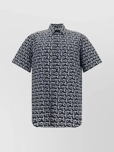 Burberry Geometric Pattern Cotton Shirt In Blue